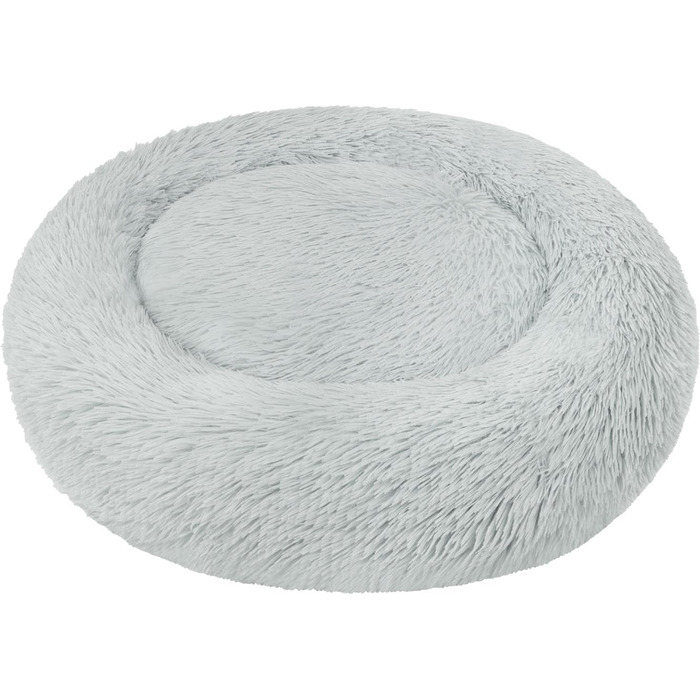 Кругле собаче ліжко Normani для великих та маленьких собак - ергономічна подушка-доннат - диванчик для собак з високим бортиком (Світло-сірий, 80x80x24 см)