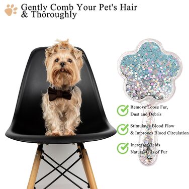 М'яка щітка для собак, для маленьких порід (йоркширський тер'єр, ши-тцу, мальтипу, мальтізе) | Видалення шерсті | Щітка для собак (Блакитний блиск)