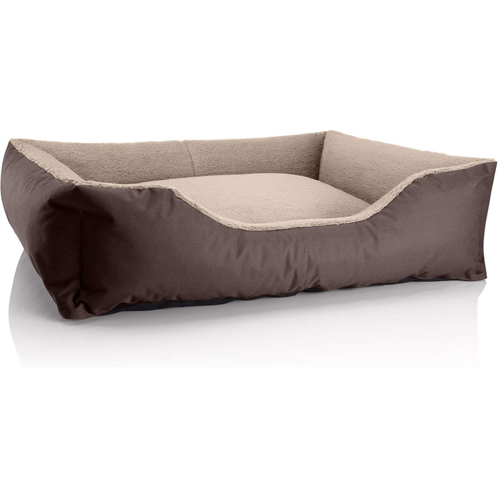Ліжко для собак BedDog Teddy XL, коричнево-бежеве, 100x85x23 см, з міцного кордура та мікрофлесу, з бортиком, для дому та вулиці