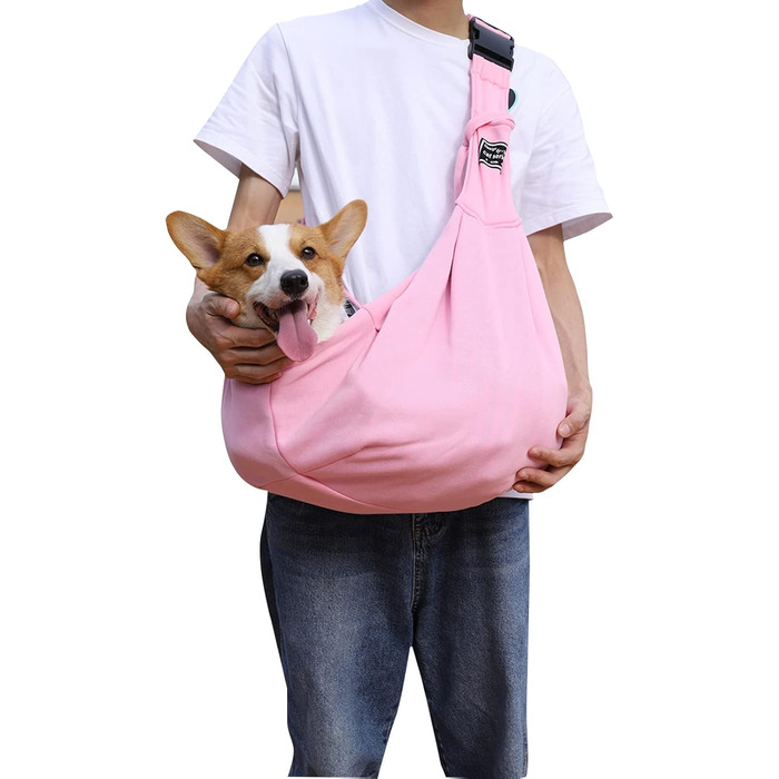 PETCUTE Сумка-переноска для собак до 7.5 кг, рожева, з регульованим ременем та передньою кишенею