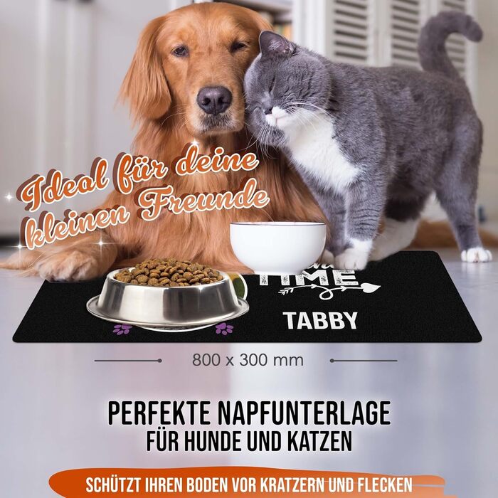 Персоналізована підкладка під миску для собак та котів з ім'ям та фото - Royal Print, 80 x 30 см, миється, не слизька