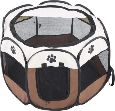 Ігровий вольєр для тварин Garosa, розкладний вольєр для собак/котів/кроликів, сітчаста конструкція, намет для ігор (колір кава)