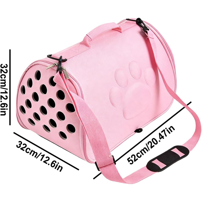 М'яка переноска для тварин, сумка-переноска на плечі, легка переноска для цуценят та маленьких собак - для подорожей, прогулянок, літаків, кемпінгу, до ветеринара, в місто (Рожева, L)