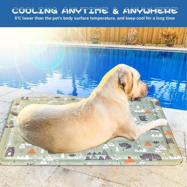 Кühlmatte Hunde: Охолоджуючий килимок для собак та котів 50x65 см. Самоохолоджуючий, водовідштовхуючий, з нетоксичним гелем. Для дому та вулиці.