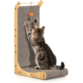 Кігтеточка для котів Dogat L-подібна, 68 см, з м'ячиком, захист меблів, картон