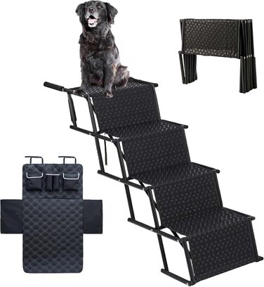 Рампа для собак у багажник авто з захистом, 4 сходинки, 55–76 см, до 70 кг, складана, з килимком