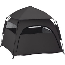 Палатка для собак PawHut - собачий домік, хатинка для котів на вулицю з сіткою, намет-тіпі для собак з сумкою, сонцезахисний дах для двору, вітальні, темно-сірий