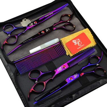 Набір для грумінгу тварин, 7 дюймів: набір для догляду за собаками, тримерний набір для собак, котів, домашніх тварин з професійною ножицями, ножицями для проріджування, вигнутими ножицями, гребінцем для грумінгу