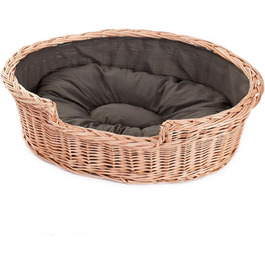 Плетений кошик для собак і котів з подушкою e-wicker24, натуральна лоза