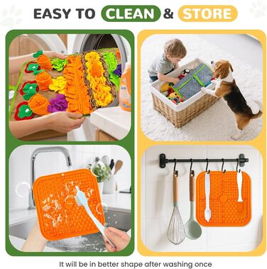 Нюхальна килимок для собак великих порід та силіконовий килимок для ласощів, інтерактивна іграшка-головоломка, щоб зайняти собаку, розвиваюча нюхальна килимок для повільного годування. Розміри: 76,2 x 45,7 см (килимок) + 20,3 x 20,3 см (силіконовий килимо