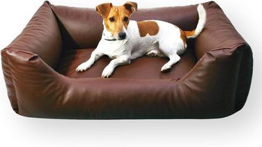 Водонепроникне ліжко для собак 4L Textil Mario з штучної шкіри, корзина для собак, ліжко для великих і середніх собак, собаче ліжко XXL (120x90 см, Коричневе)