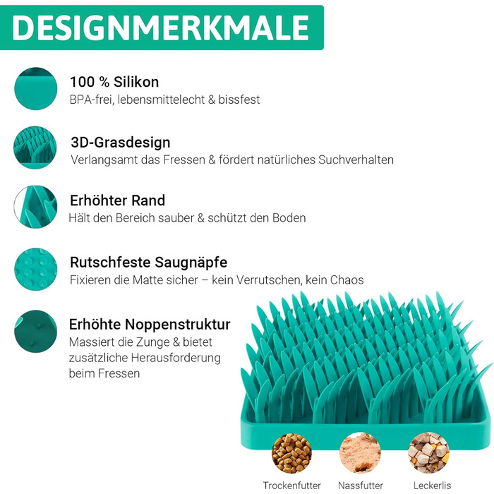 Силіконова килимок для собак PEGGY11, 28×28 см, Slow Feeder, антиковзаюча, легка у митті