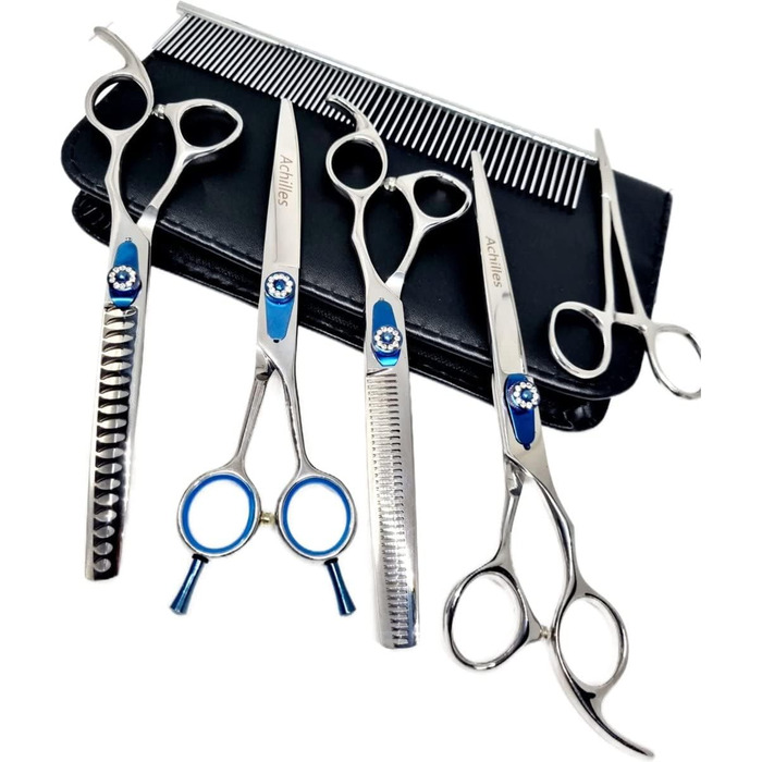 Набір професійних ножиць для собак Achilles 7 шт. – триммінг, грумінг, догляд за шерстю