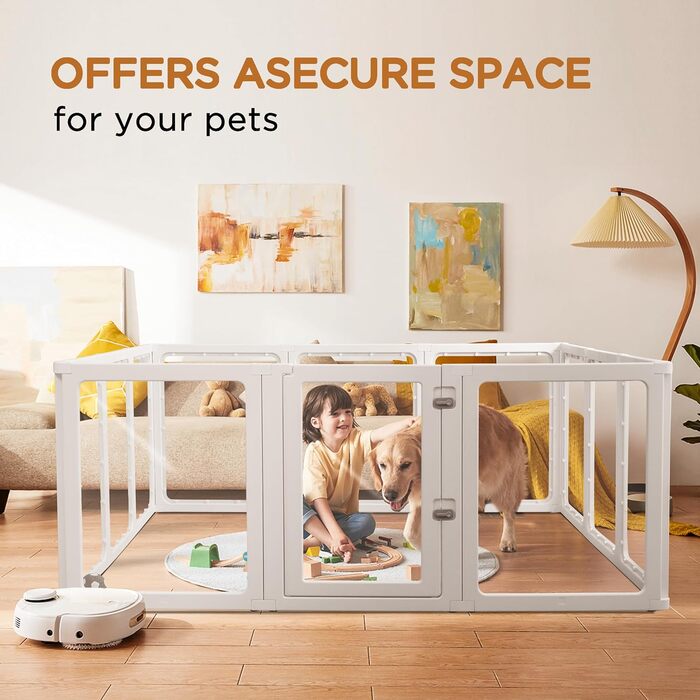 Кізохід для собак Citylife 6-TLG 60см, складаний вольєр для собак з дверцятами, вольєр для собак у квартиру, великий кізохід для собак, котів, кроликів, дрібних тварин, з неслизьким покриттям, прозорий (12-TLG 75CMH)