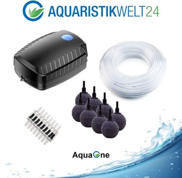 AquaOne повітряний насос CAP-60, 30 Вт, набір для ставка 30 м³, енергоощадний аератор з шлангом та розпилювачем