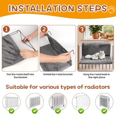 Ліжко для котів на радіатор, гамак для котів на батарею, лежанка для котів та дрібних тварин, ліжко для котів на опалення, гамак для котів на будь-які радіатори