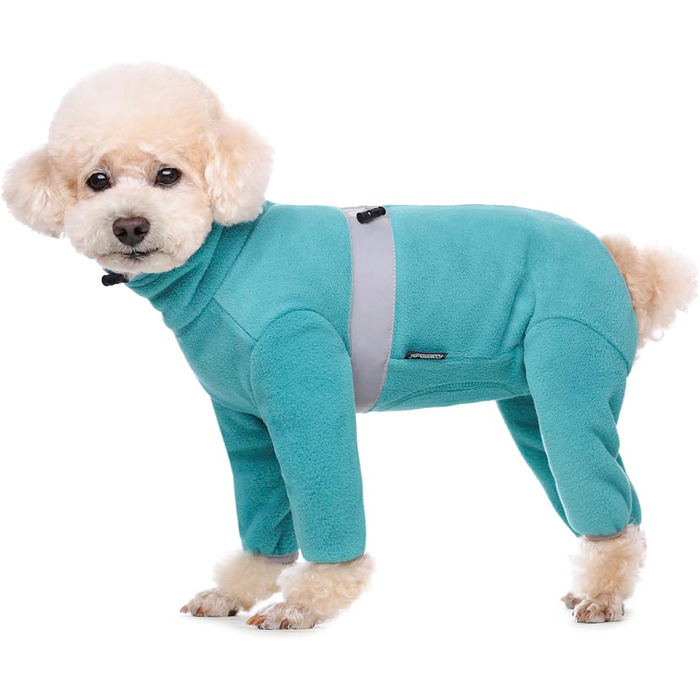Теплий флісовий одяг для собак, зимовий, з довгим рукавом, для чотирилапих, регульований, для собак маленьких та середніх розмірів, розмір XS (Синій)