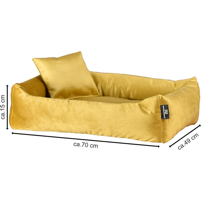 М'яке та зручне ліжко для собак Roé - ліжко-печеринка для маленьких собак, включає пакетики для збору відходів (M, гірчичний)