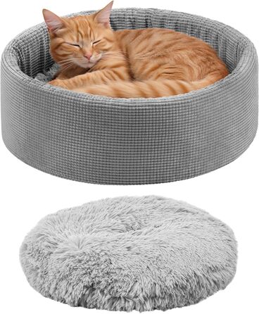 Ліжко для котів Navaris з додатковим подушкою - для собак та котів - м'яке ліжко для котів та собак - кошик для котів, що можна прати - підходить для маленьких собак