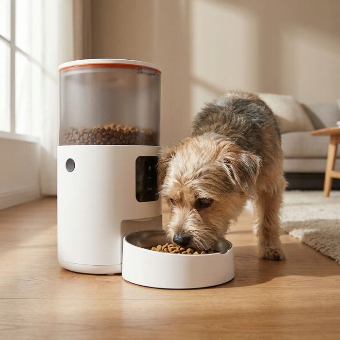 Автоматичний годівник для тварин з WiFi, пластиковий, біло-чорний, 3000 мл, 18.20 см