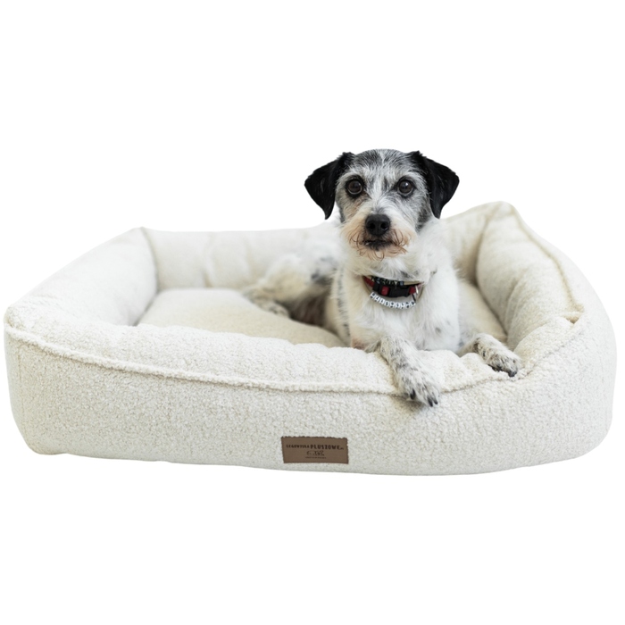 Преміум лежак Boucle Ecru — 60x50 см — для собак та котів (йорк, мальтезе)