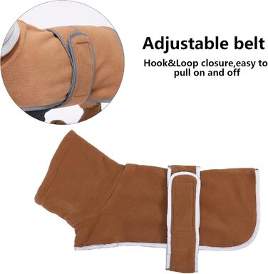 MOREZI Зимова куртка для собак, утеплена, з регульованим кріпленням на липучці та відкидним коміром. Підходить для такс та собак середніх розмірів, коричнева, розмір S (довжина спини: 36-38 см)