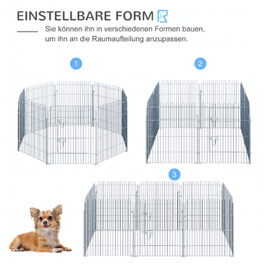 PawHut Відкритий вольєр для цуценят з 8 частин Puppy Run & Playpen, 63x76 см, безпечний і стайня | Аосом