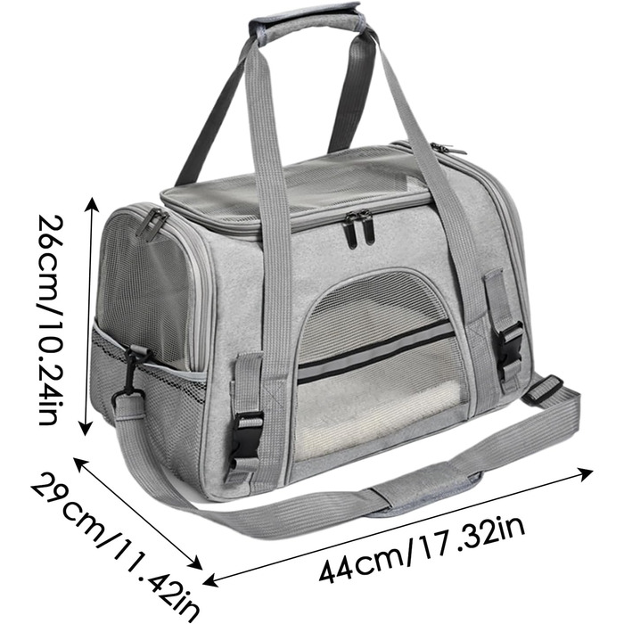 Сумка-переноска для котів та собак | Легка, зручна, дихаюча переноска для тварин на плечі, для прогулянок на вулиці, сірого кольору