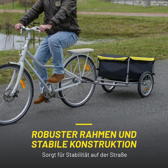 Причіп для велосипеда Dunlop – вантажний причіп з відбивачами та регульованим захистом від дощу – жовтий