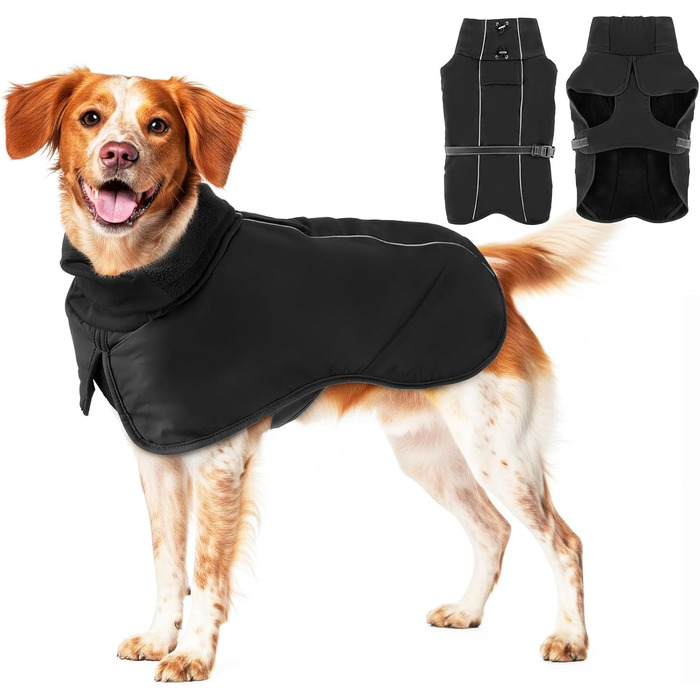 Водонепроникний зимовий теплий нашийник для собак, чорний, для середніх та великих порід