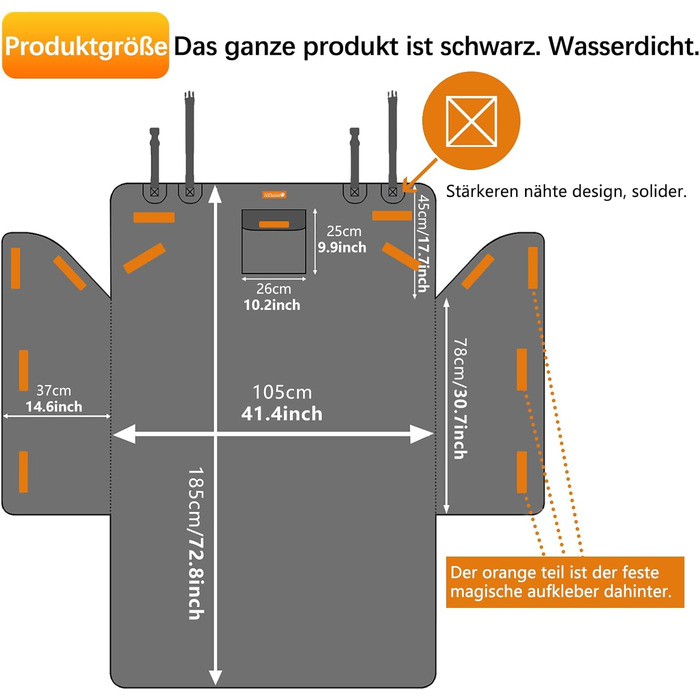 Захист для багажника автомобіля Alfheim для собак - водовідштовхувальний та легкий у догляді - універсальний. Чорна килимок для багажника з захистом краю завантаження (Чорний)