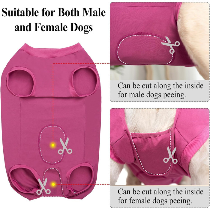 Післяопераційний боді для собак: захист від лизання та ран, для кастрації, різних розмірів (S, Рожевий)