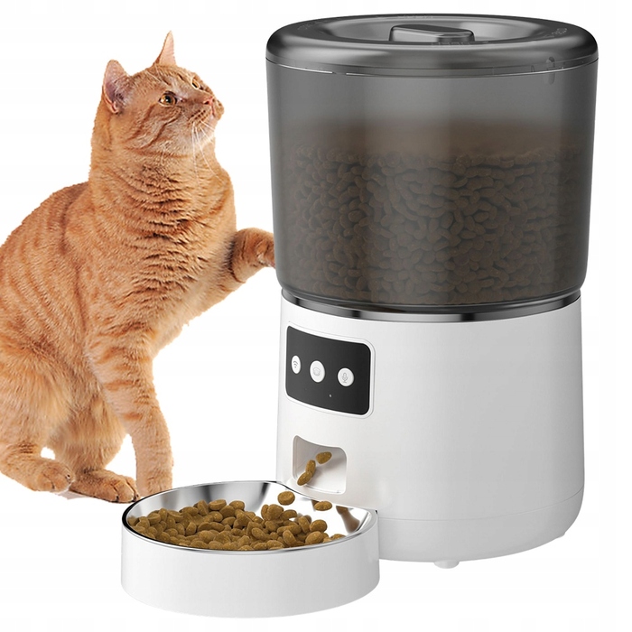 Автоматична годівниця для котів та собак з Wi-Fi, 4 л, дозатор для сухого корму