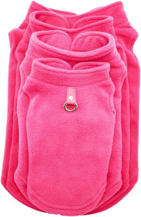 Тепла флісова куртка для собак на холодну погоду з кільцем для повідка, рожевий колір, розмір S