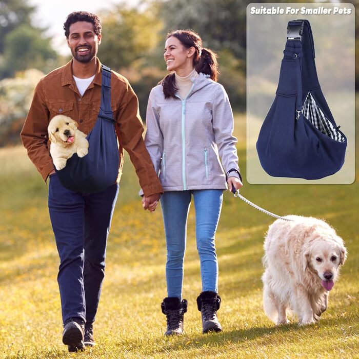 Сумка-переноска для тварин, регульована переноска для собак, реверсивна переноска для маленьких собак до 7 кг, переноска для собак, переноска для собак для прогулянок та активностей на відкритому повітрі (Темно-синій)