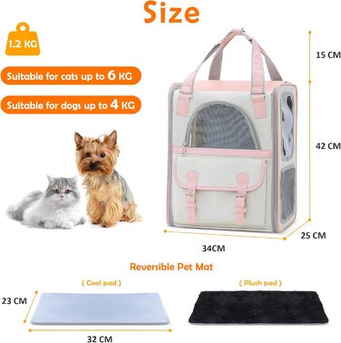 Рюкзак для тварин ALLSOPETS з сітчастим вікном: зручний та дихаючий для котів та собак, ідеальний для подорожей, прогулянок та хандерінгу. Рожевий колір.