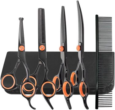 Набір ножиць для грумінгу собак, 7-в-1. Безшумні ножиці для догляду за шерстю собак та котів з безпечними закругленими кінцями