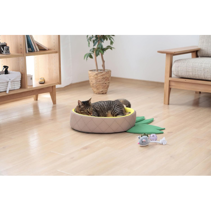 Килимок для тварин Iris Ohyama у формі ананаса, килимок-подушка, кошик, 40x69x12 см, миючий, з неслизьким покриттям, для собак