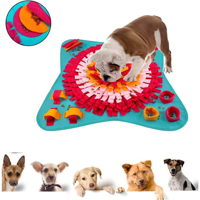 Килимок для собак Emwel для носових ігор, миючий, пазл-іграшка, великий, середній, цуценята, червоний