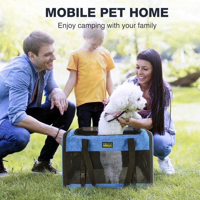 Транспортувальна сумка для тварин, схвалена TSA, 43.2 x 30 x 24.1 см, м'яка переноска для котів та собак до 5.4 кг, з туалетом для котів (20x13x13 см), блакитна