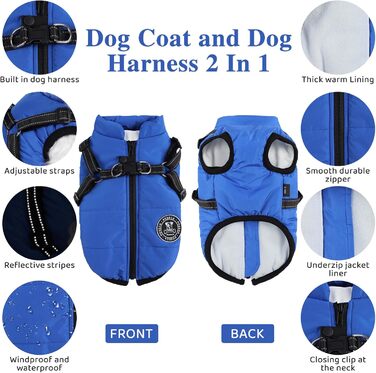 Зимовий теплий одяг для собак: куртка, жилетка, плащ. Водонепроникний одяг для маленьких, середніх та великих собак. Зелений (4XL, блакитний)