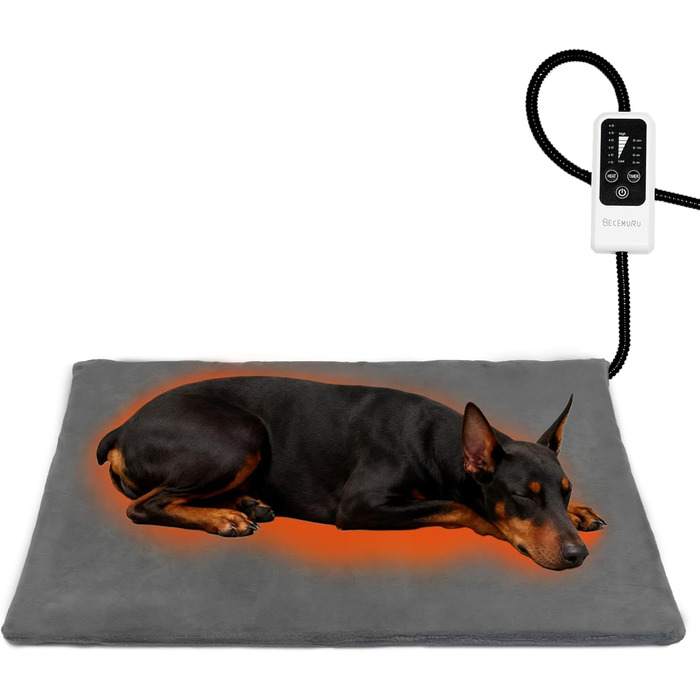 Нагрівальний килимок для котів та собак BECEMURU 45x40 см, 4 таймери та 6 температурних режимів, з антикусованим кабелем