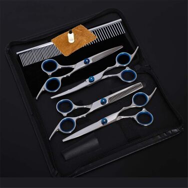 Набір професійних ножиць для грумінгу домашніх тварин (6 дюймів) з нержавіючої сталі. 4 шт: прямі, фінішні, вигнуті ножиці