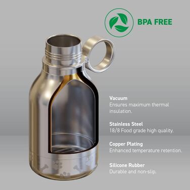 Ізотермічна пляшка для води для собак, біла, 0,975 л