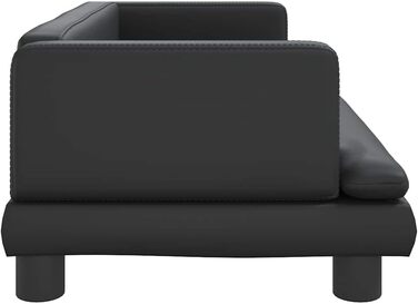 Ляжка для собак, м'яка подушка для собак, диван-софа для маленьких собак, лежанка для домашніх тварин, лежанка для котів, чорна штучна шкіра, 80 x 45 x 30 см, чорний колір