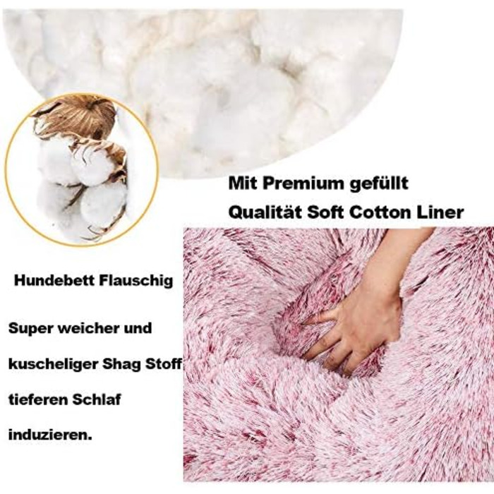 М'яке ліжко для собак WSGJHB, зручне ліжко для домашніх тварин, софа, кругле плюшеве ліжко-подушка для собак та котів у формі пончика, середнього та великого розміру, м'яке, дихаюче, 110 см, світло-коричневий колір