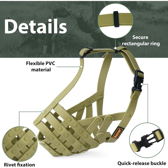 Майерзон Намордник для собак Пітбуль, Ротвейлер, Стаффордширський тер'єр - запобігання укусам, догляд за шерстю, дозволяє пити, зелений, розмір M (Snout Cir: 9.75'-11')
