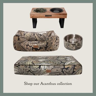 Матрац для собак Rosewood x Morris & Co. великого розміру, бордовий колір, товсте наповнення, неслизьке дно, можна прати, з принтом William Morris (Acanthus), середній розмір