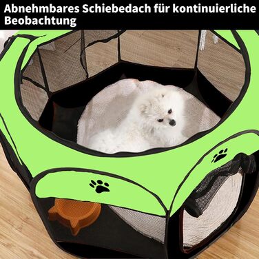 Складаний вольєр для цуценят та собак, портативний загон для тварин, 74x43 см (зелений)