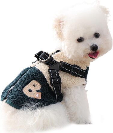 Зимовий теплий одяг для собак, вітронепроникний, з флісовою підкладкою, з отвором для нашийника, для малих та середніх тварин, зелений та білий